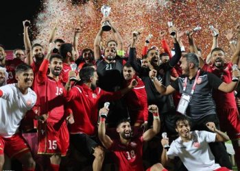 احتفالات لاعبي المنتخب البحرين باللقب