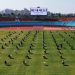 ملعب كرة قدم يتحول لقاعة امتحانات قي كوريا الجنوبية