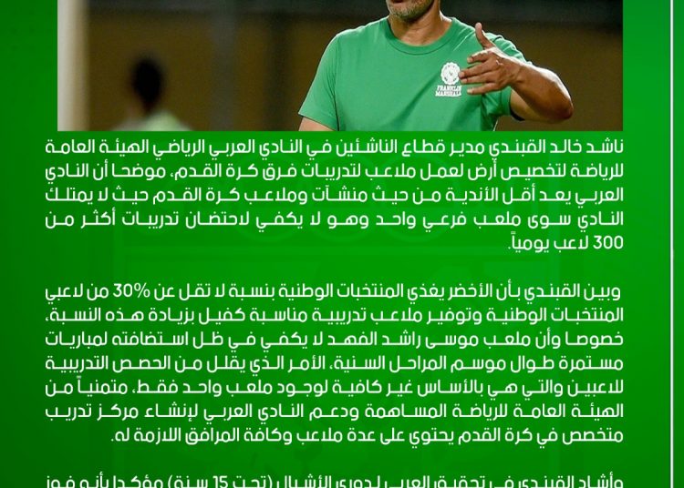 خالد القبندي مدير قطاع الناشئين فى النادي العربي الرياضي